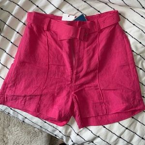 Belted tailored linen shorts - solid & striped